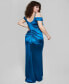 Фото #2 товара Trendy Plus Size Off-The-Shoulder Satin Gown