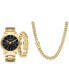 Men's Shiny Gold-Tone Metal Bracelet Watch 46mm Gift Set