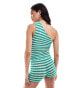 Фото #3 товара Pull&Bear crochet one shoulder top in green stripe