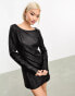 Фото #4 товара Weekday Valia faux leather long sleeve mini dress in black