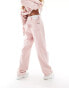 Liquor N Poker mid rise baggy fit jeans in pink acid with knee rip