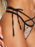 Фото #1 товара Lost Ink tattoo floral strappy thong in black
