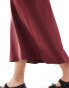 ASOS DESIGN Tall satin bias midi skirt in burgundy