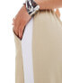 River Island Petite wide leg jogger trouser with side stripe in beige