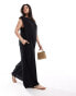 ASOS DESIGN Curve shoulder pad column wide leg jumpsuit in black