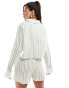 Фото #2 товара Kaiia cropped shirt co-ord in white and green stripe