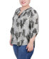 ფოტო #3 პროდუქტის Plus Size 3/4 Roll Tab Pullover Top