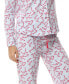 ფოტო #3 პროდუქტის Women's Long Sleeve Notch Collar Top with Lounge Pants 2 Piece Pajama Set