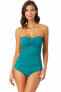 Фото #1 товара Anne Cole 296034 Ocean Green Twist Front Bandeaukini Swim Top Size Small