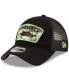 Men's Black Seattle Seahawks 2021 Salute To Service Trucker 9TWENTY Adjustable Hat