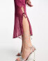 Whistles dainty net tie detail midi skirt in dark pink co-ord