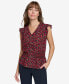 Women's Printed Smocked Cap-Sleeve Top