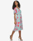 Фото #3 товара Women's Printed Flutter-Sleeve Button-Front Dress
