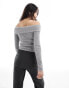 Фото #3 товара Stradivarius bardot top in grey