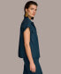 Фото #3 товара Women's Short-Sleeve Linen-Blend Collared Shirt