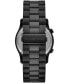 ფოტო #2 პროდუქტის Men's Runway Quartz Dual Time Black Stainless Steel Watch 45mm