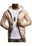 ფოტო #3 პროდუქტის Men's Slimfit Hooded Jacket | Modern Stylish Fullzip Longsleeve Hoodie Sweatshirt | Brown | S-Size