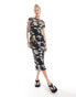 Фото #1 товара New Look mesh cow print midi dress in black