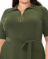 ფოტო #5 პროდუქტის Plus Size Collared Tie-Waist Short-Sleeve Midi Dress