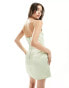 Фото #3 товара Heiress Beverly Hills exclusive premium satin corset wrap mini dress in pale green