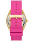ფოტო #3 პროდუქტის Women's Janelle Three-Hand Pink Silicone Watch 42mm