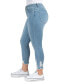 ფოტო #3 პროდუქტის Juniors' Mid Rise Button Fly Distressed Cropped Curvy Jeans