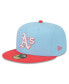 ფოტო #1 პროდუქტის Men's Light Blue, Red Oakland Athletics Spring Color Two-Tone 59FIFTY Fitted Hat