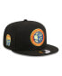 Фото #1 товара Men's Black Brooklyn Nets Neon Pop 9FIFTY Snapback Hat