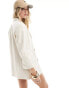 Фото #4 товара Stradivarius oversized linen look blazer in natural