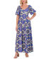ფოტო #1 პროდუქტის Women's Printed Puff-Sleeve Maxi Dress