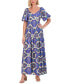 Women's Printed Puff-Sleeve Maxi Dress