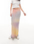 Фото #2 товара Topshop mesh pastel blurred printed picot trim midi skirt in multi