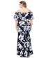 Plus Size Floral Balloon-Sleeve Off-The-Shoulder Gown