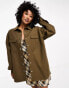 ASOS DESIGN oversized shirt in washed khaki