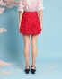 Sister Jane floral textured mini skirt in red co-ord