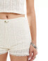 Фото #4 товара Emory Park pointelle shorts with rose detailing in off white co-ord