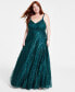 Фото #1 товара Trendy Plus Size Glitter Mesh Gown, Created for Macy's