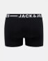 Jack & Jones 3 pack trunk with black waistband in black