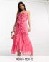 ASOS DESIGN Petite halter ruffle maxi dress with cut out detail in pink