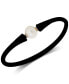 ფოტო #1 პროდუქტის EFFY® Cultured White Freshwater Pearl (11mm) Black Silicone Bracelet