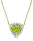 ფოტო #1 პროდუქტის Peridot (1 1/3 ct. t.w.) and White Topaz (1/5 ct. t.w.) Trillion Halo Necklace in 10k Gold