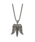 ფოტო #1 პროდუქტის Antiqued White Bronze-plated Black CZ Sword Wings Box Chain Necklace