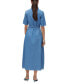 Фото #2 товара Women's Vio Tie-Waist Cotton Denim Midi Shirtdress