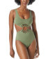 Фото #1 товара Vince Camuto 283927 Women's Logo-Ring Cutout One-Piece Swimsuit, Size 10