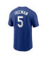 Фото #2 товара Men's Freddie Freeman Royal Los Angeles Dodgers Fuse Name and Number T-shirt
