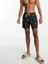 Hollister 5inch guard flamingo print swim shorts in black