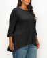 Plus Size Cozy 3/4 Rolled Sleeve Button Back Top