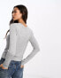 ASOS DESIGN fine knit long sleeve crew neck top in grey marl