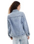 Фото #4 товара Mango oversized denim jacket in light blue