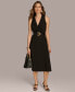 ფოტო #4 პროდუქტის Donna Karan Women's Belted Sleeveless A-Line Dress